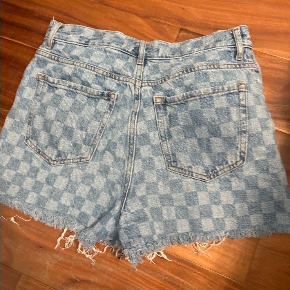 PAC sun Stylish Blue Checkered Women's Denim Shorts‎ - Picture 2 of 3